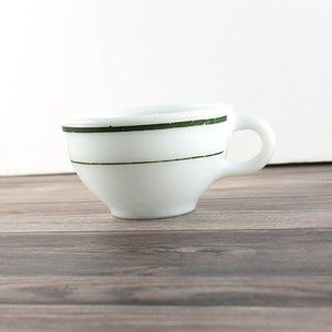 1 Vintage Corning Milk Glass Coffee Cup  Green Stripe Restaurant Design